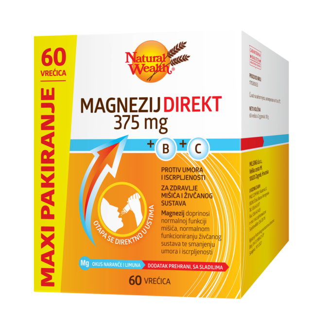 Magnezij Direkt 375 mg +B+C MAXI pakiranje